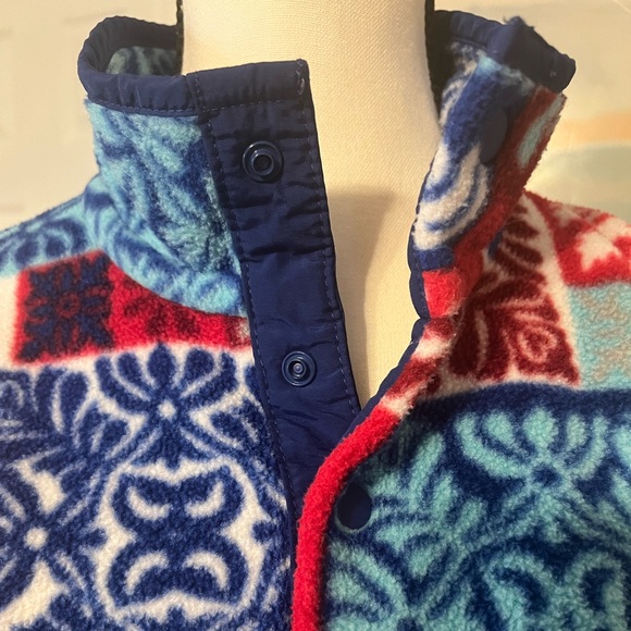 Patagonia Synchilla Snap-T Fleece Pullover XXS Patchwork Print Red Blue Vintage - Picture 5 of 14